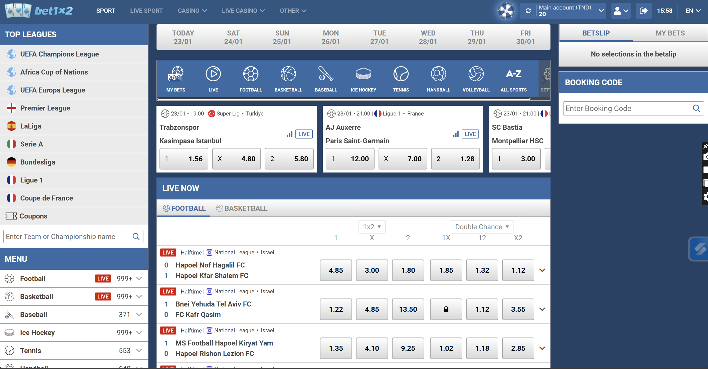 Sports betting market view